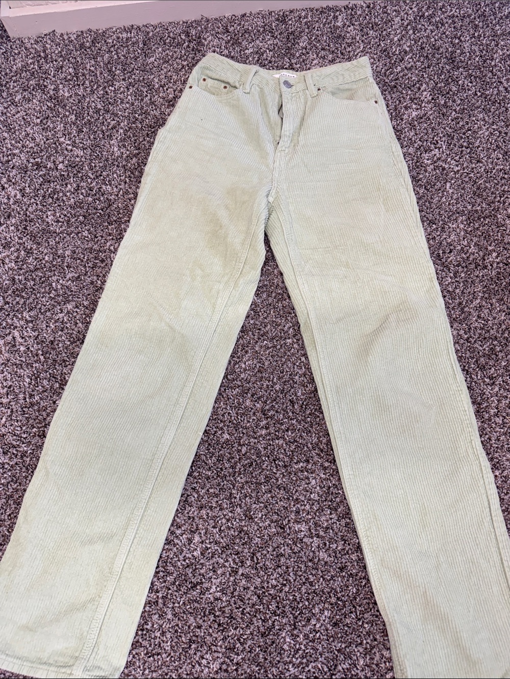 PacSun Women's Light Green Straight-Leg Corduroy Jeans